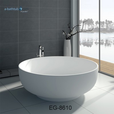 Round freestanding artificial stone bathtub